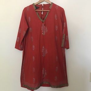 Red embellished Indian kurta / tunic